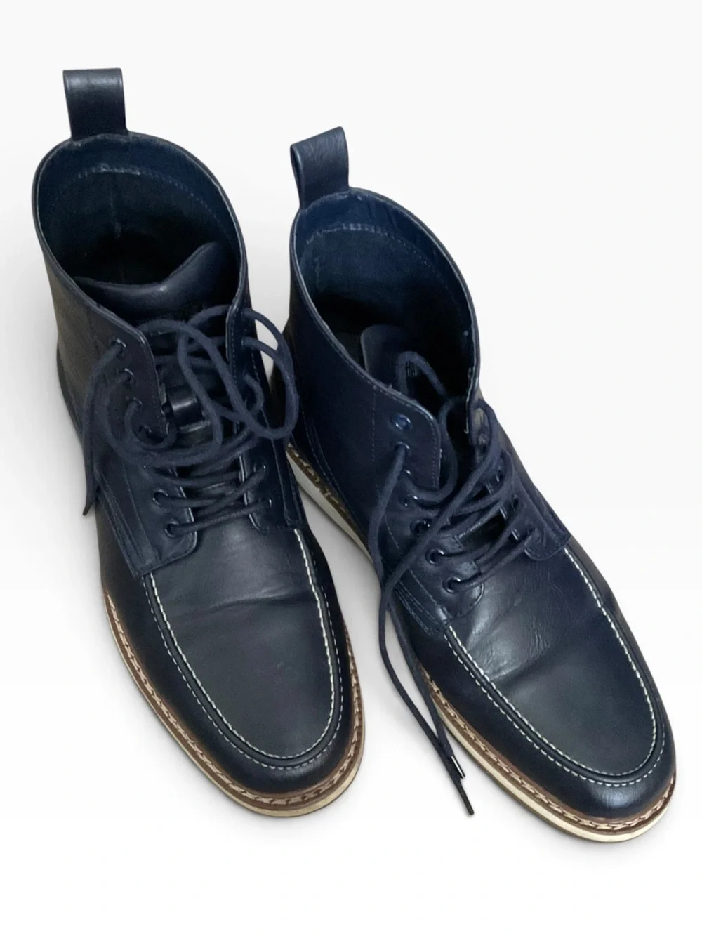 Hawke & Co. Men's Sierra Navy Leather Lace-Up Boots Size 10